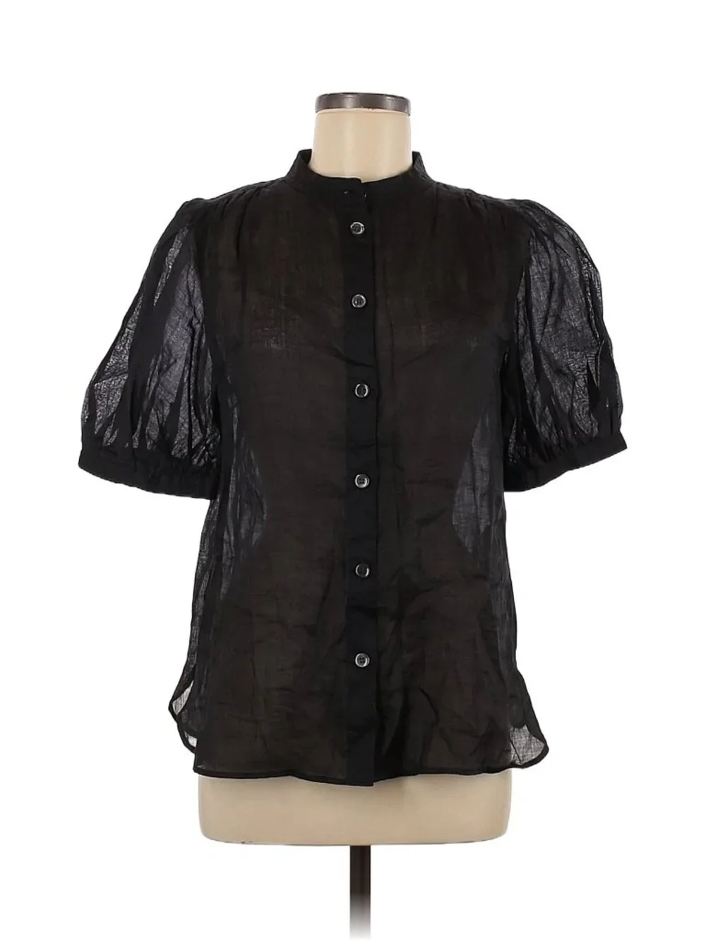 EUC 100% Ramie Puff Sleeve Blouse